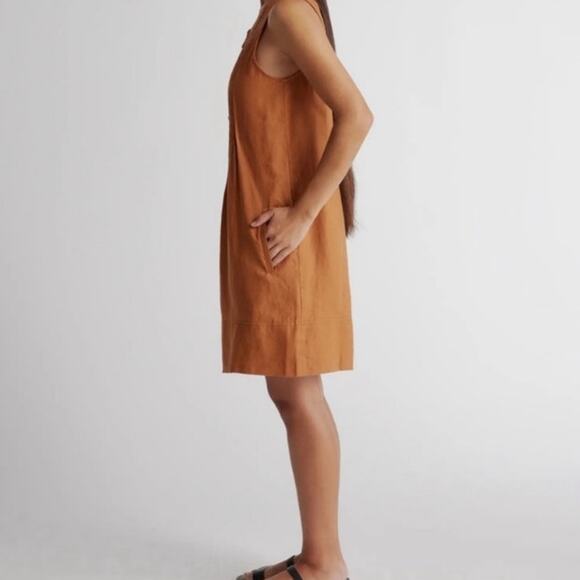 Quince Womens Small 100% European Linen Sleeveless Swing Dress Terracotta - Picture 2 of 10